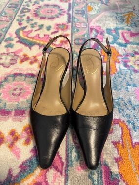 Sam Edelman Black Leather Slingback Pointed-Toe Mules